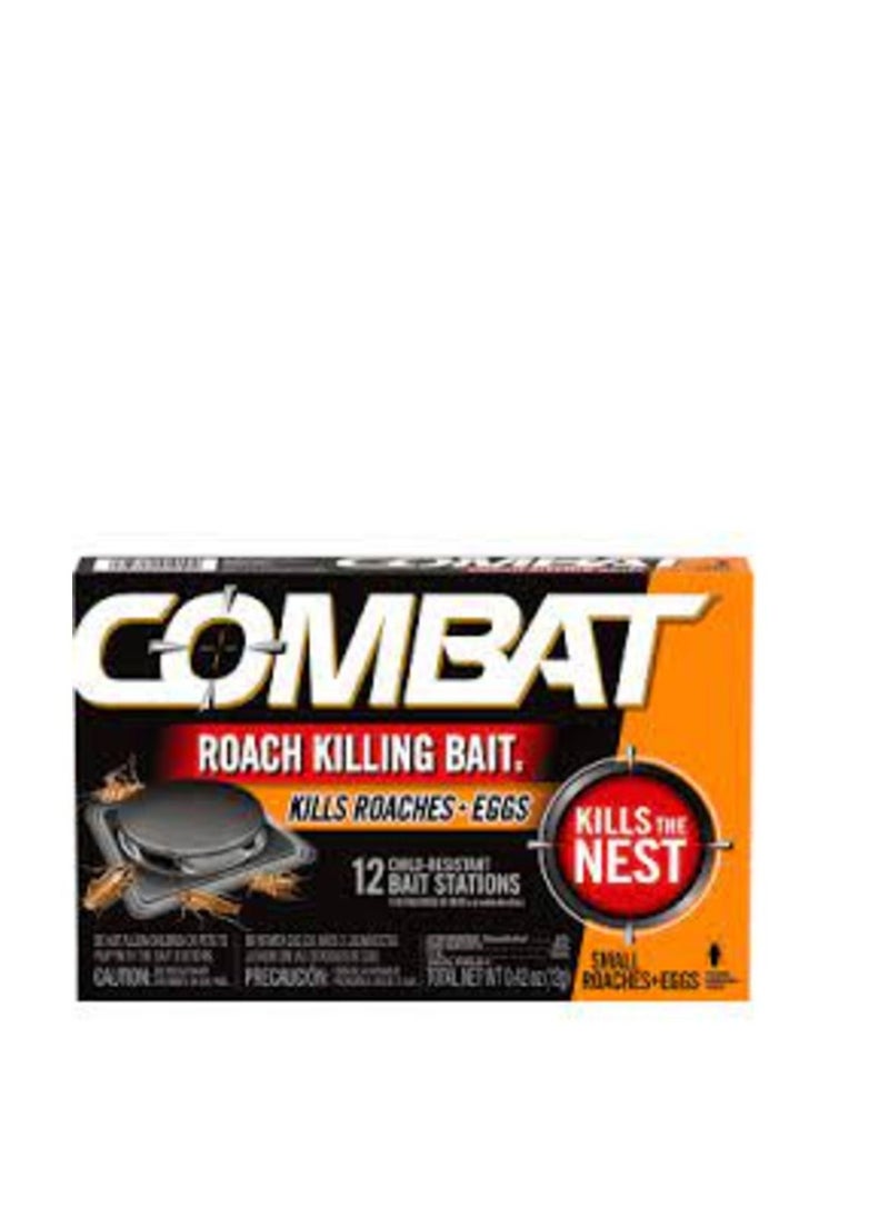 Combat Combat Roach Killing Bait Stations for Small Roaches, 12 Count 