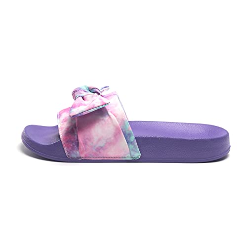FUNKYMONKEY Women's Slides Sandals Bowknot Beach Casual Comfort Slippers (9 M US, Purple A) - Image 2