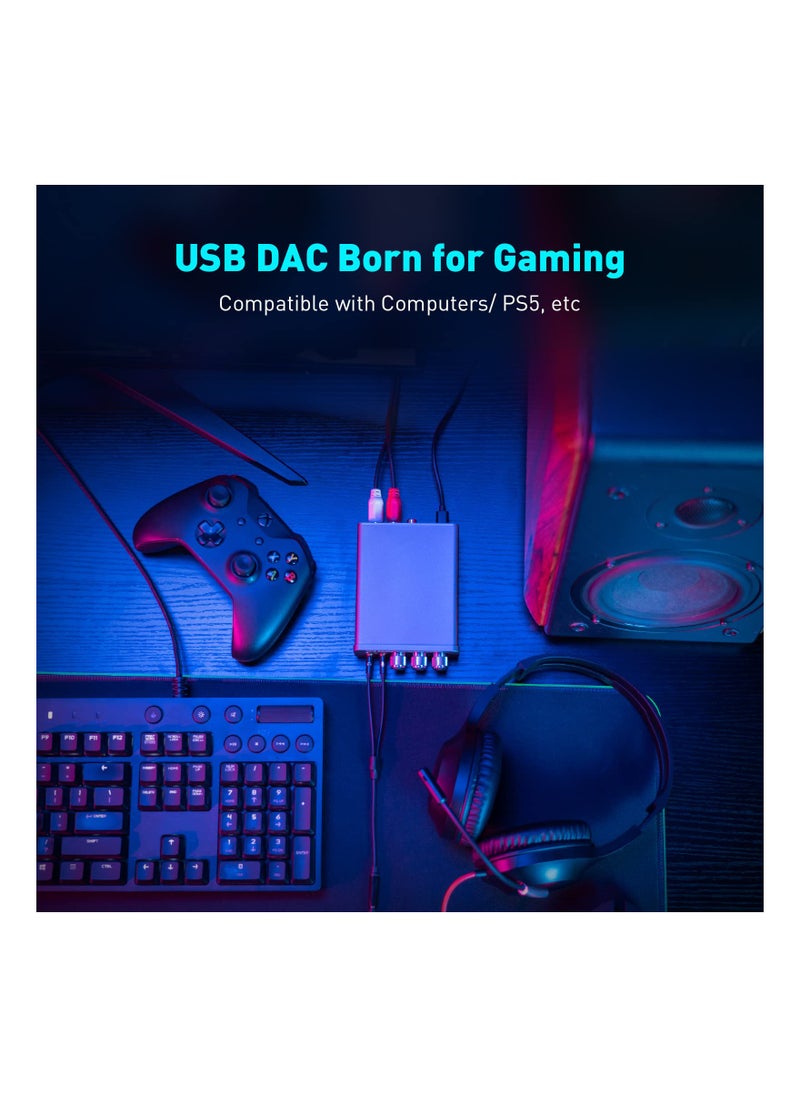 KASTWAVE - Gaming DAC Headphone Amplifier Mini Hi-Fi Stereo Digital-to-Analog Audio Converter USB Type C/Optical/Coaxial to RCA/3.5MM AUX for PS5/PC/MAC/Computer - Image 1