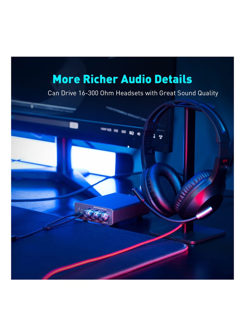 KASTWAVE - Gaming DAC Headphone Amplifier Mini Hi-Fi Stereo Digital-to-Analog Audio Converter USB Type C/Optical/Coaxial to RCA/3.5MM AUX for PS5/PC/MAC/Computer - Image 1