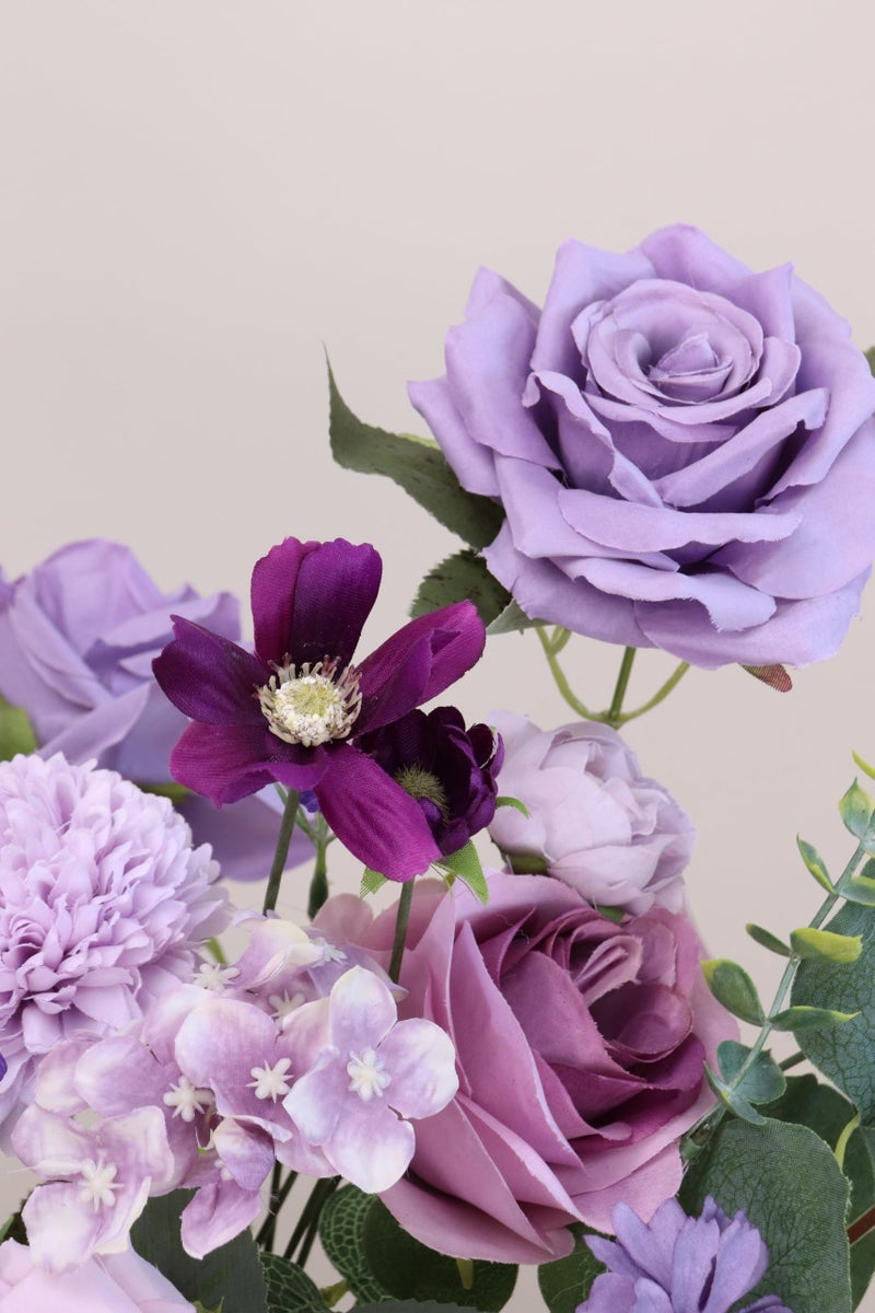 Piklado Artificial Flower Combination Box Set Artificial Flower Loose Leaves and Stems DIY Wedding Center Bouquet Bride Wedding Baby Shower(Lavender & Dark Purple) - Image 2