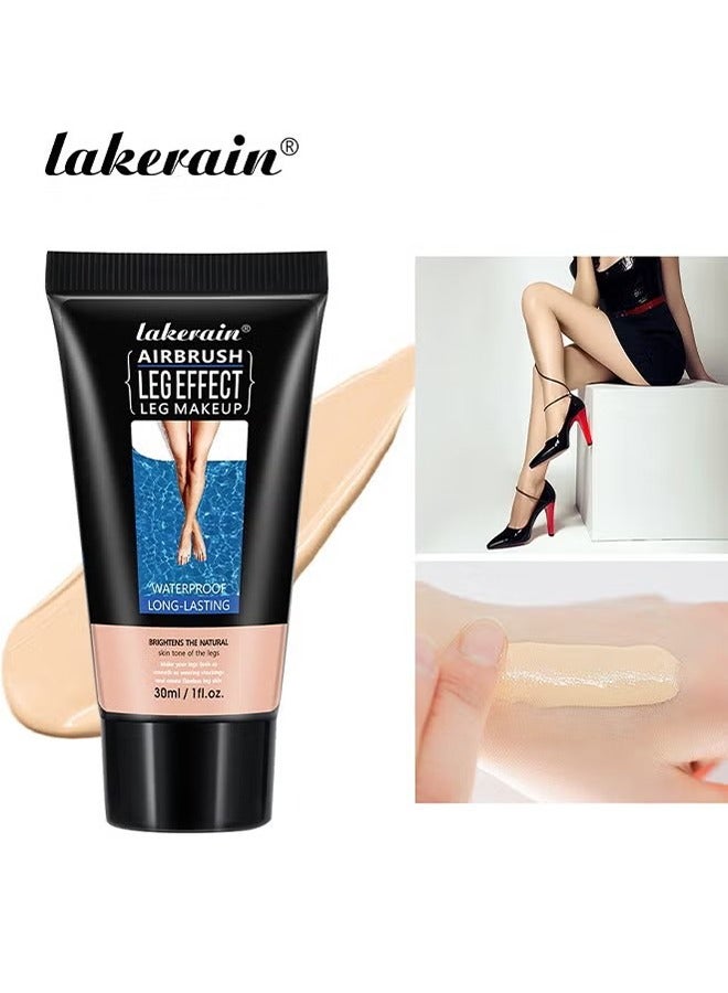 lakerain Leg Makeup Waterproof No Transfer, Leg Vein Cover Up Makeup For Varicose Veins Waterproof Black Skin, Leg And Body Scar Cover Up Makeup For Tattoo Cover Up, Even Skin Tone (Fairest Glow, 30ML) - Image 1