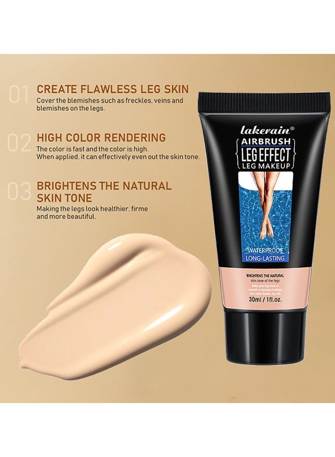 lakerain Leg Makeup Waterproof No Transfer, Leg Vein Cover Up Makeup For Varicose Veins Waterproof Black Skin, Leg And Body Scar Cover Up Makeup For Tattoo Cover Up, Even Skin Tone (Fairest Glow, 30ML) - Image 4