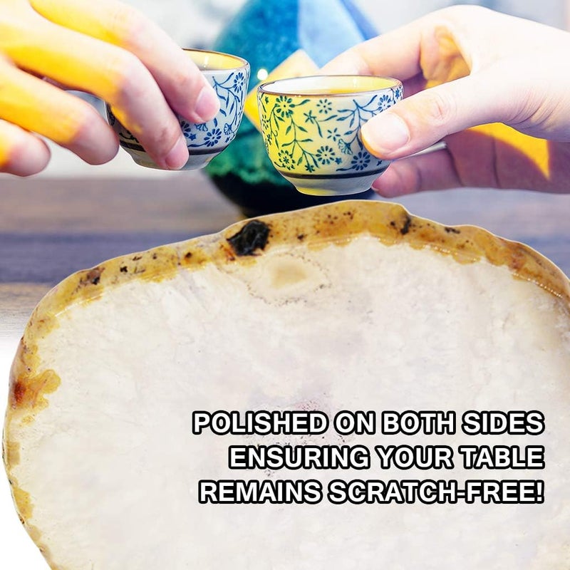 klarako Natural Agate Slice Geode Stone Coasters for Drinks,Crystal Quartz Cup Mats Coasters 3 4 inches  6 Colors to Choose  Raw grey - Image 4