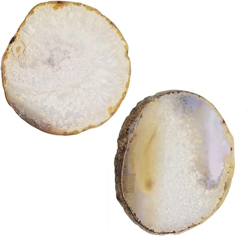 klarako Natural Agate Slice Geode Stone Coasters for Drinks,Crystal Quartz Cup Mats Coasters 3 4 inches  6 Colors to Choose  Raw grey - Image 3