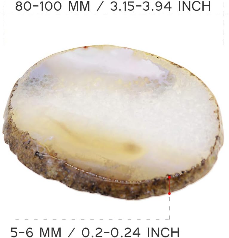 klarako Natural Agate Slice Geode Stone Coasters for Drinks,Crystal Quartz Cup Mats Coasters 3 4 inches  6 Colors to Choose  Raw grey - Image 5