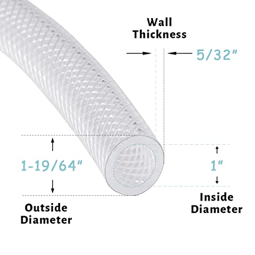 DAVCO 1" ID - 10 ft Heavy Duty Braided Clear Plastic Vinyl Tubing with 2 Stainless Clamps, Flexible High Pressure Reinforced PVC Plastic Tube Hose, Non-toxic, BPA Free - Image 3