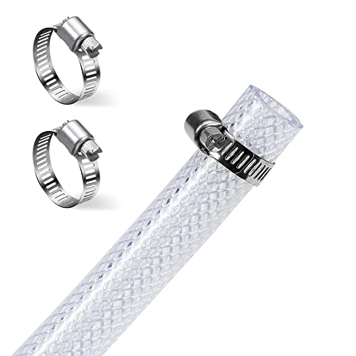 DAVCO 1" ID - 10 ft Heavy Duty Braided Clear Plastic Vinyl Tubing with 2 Stainless Clamps, Flexible High Pressure Reinforced PVC Plastic Tube Hose, Non-toxic, BPA Free - Image 2