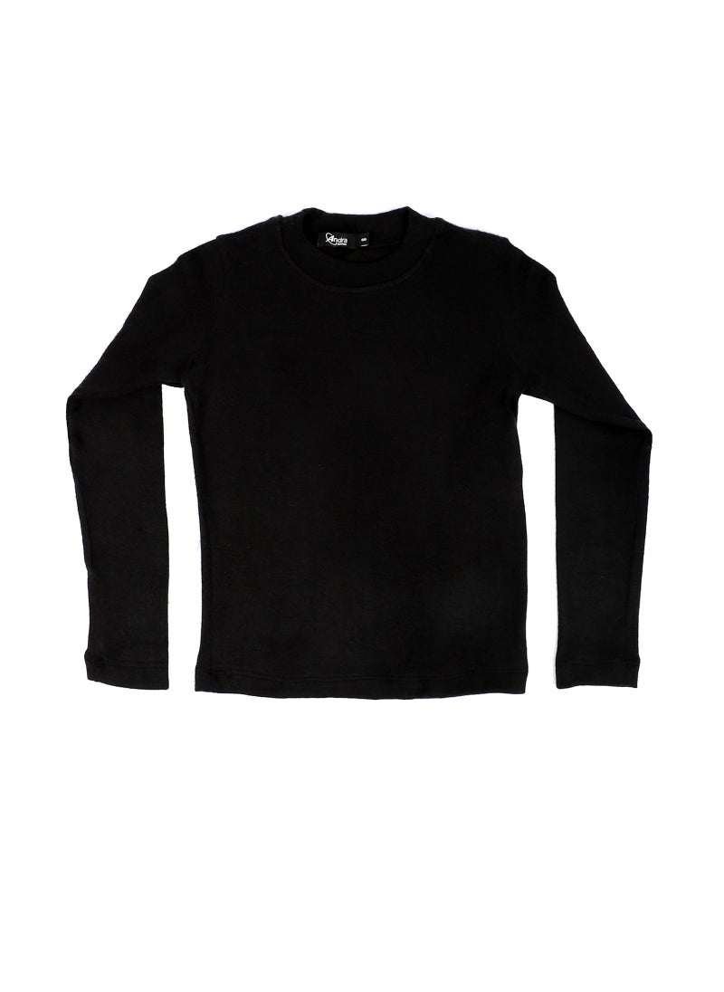 Andora - Mock Neck Lightweight Girls Top - Black - Image 1