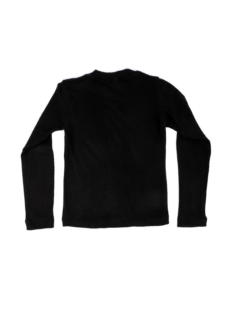 Andora - Mock Neck Lightweight Girls Top - Black - Image 1