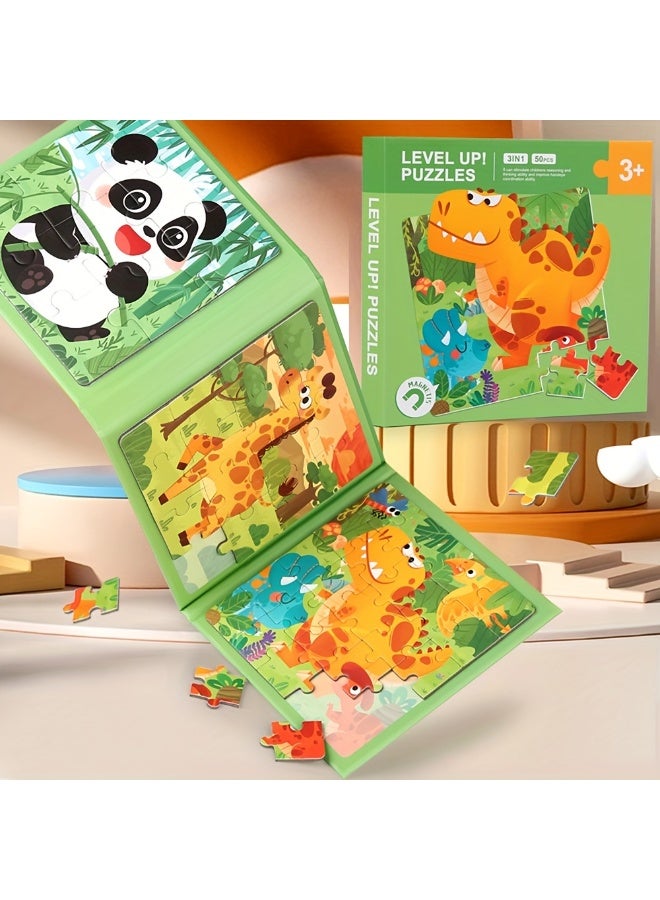 بيبيجو 2 كتب من قطع اللغزى ثلاثية الأغراض ذات الموضوع البحري والمركبات والديناصورات، قطع اللغزى المتطورة للمبتدئين، ألعاب تعليمية لنشاط الأسرة في المرحلة المبكرة، هدية عيد الميلاد والسنوات الجديدة - Image 4