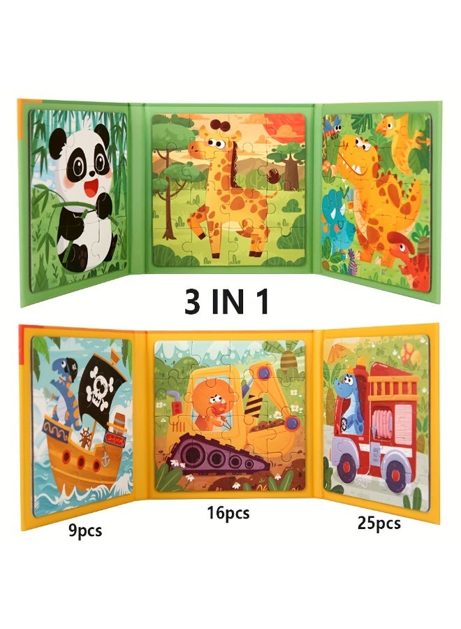 بيبيجو 2 كتب من قطع اللغزى ثلاثية الأغراض ذات الموضوع البحري والمركبات والديناصورات، قطع اللغزى المتطورة للمبتدئين، ألعاب تعليمية لنشاط الأسرة في المرحلة المبكرة، هدية عيد الميلاد والسنوات الجديدة - Image 3