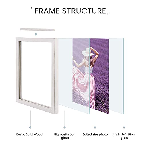 DLQuarts 8x10 Floating Photo Picture Frame, Floating Display for 6x8, 5x7, 3.5x5 or Full Display 8x10 Photos, Solid Wood, 2 Pack, Chalk White - Image 4