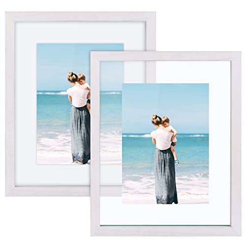 DLQuarts 8x10 Floating Photo Picture Frame, Floating Display for 6x8, 5x7, 3.5x5 or Full Display 8x10 Photos, Solid Wood, 2 Pack, Chalk White - Image 1