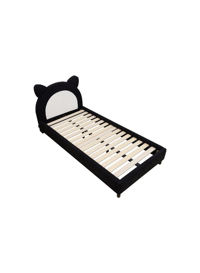 DANUBE HOME Panda Upholstered Kids Bed 90×200 Cm – Trendy Two-Tone Single Bed With Padded Headboard, Durable Kids Furniture Style For Bedroom - Black & White - Image 5