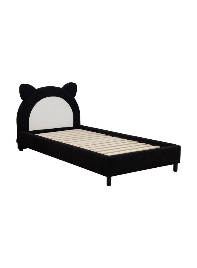 DANUBE HOME Panda Upholstered Kids Bed 90×200 Cm – Trendy Two-Tone Single Bed With Padded Headboard, Durable Kids Furniture Style For Bedroom - Black & White - Image 3