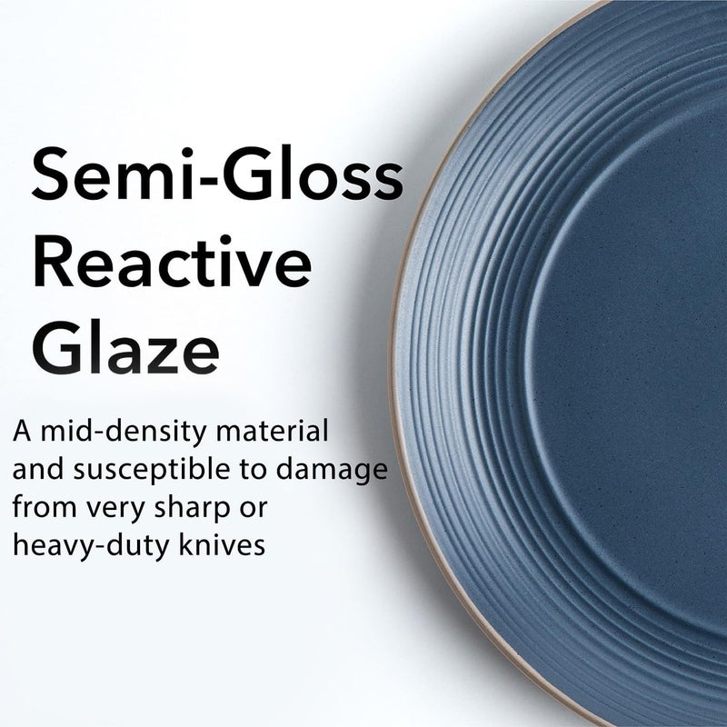 Arora RINGAR Round Stoneware 16pc Double Bowl Dinnerware Set for 4 Dinner Plates Side Plates Cereal Bowls Pasta Bowls  Speckle Matte Blue 420796 - Image 5