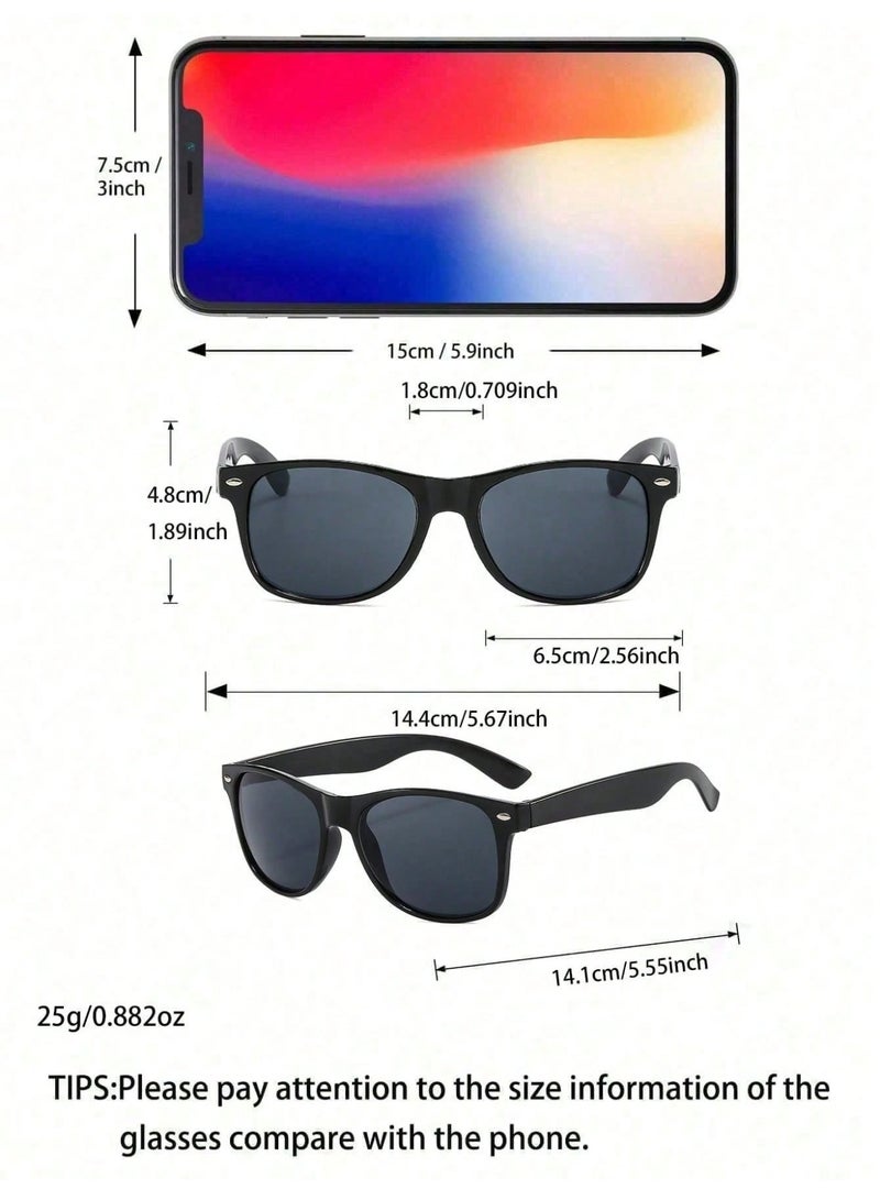 Shein Unisex Classic Square Sunglasses Matte Black Frame Black UV400 Lenses Lightweight Fashion Eyewear - Image 5