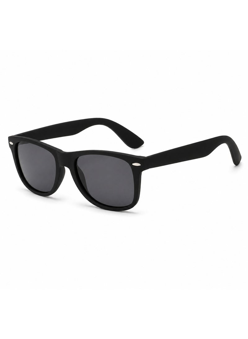 Shein Unisex Classic Square Sunglasses Matte Black Frame Black UV400 Lenses Lightweight Fashion Eyewear - Image 1