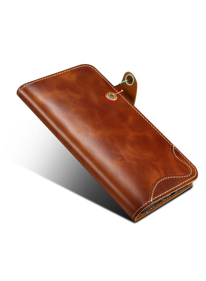 دينيور جراب لهاتف iPhone 16 Plus B01 مصنوع من جلد البقر الشمعي الزيتي بأزرار مغناطيسية من الجلد الأصلي - Image 5