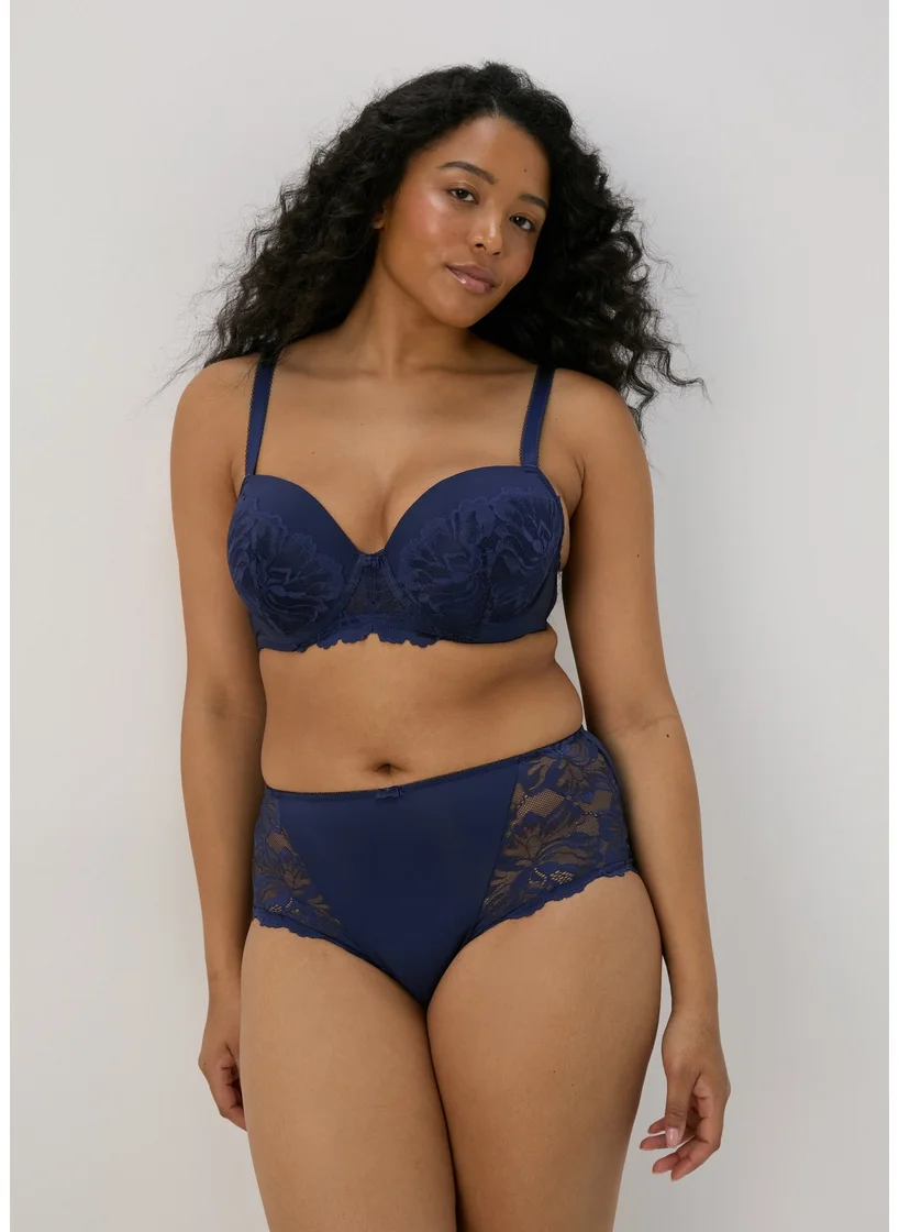 Matalan Navy Lace Detail Padded Bra