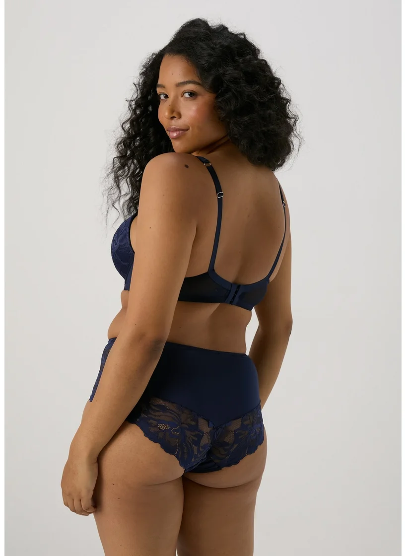 Matalan Navy Lace Detail Padded Bra