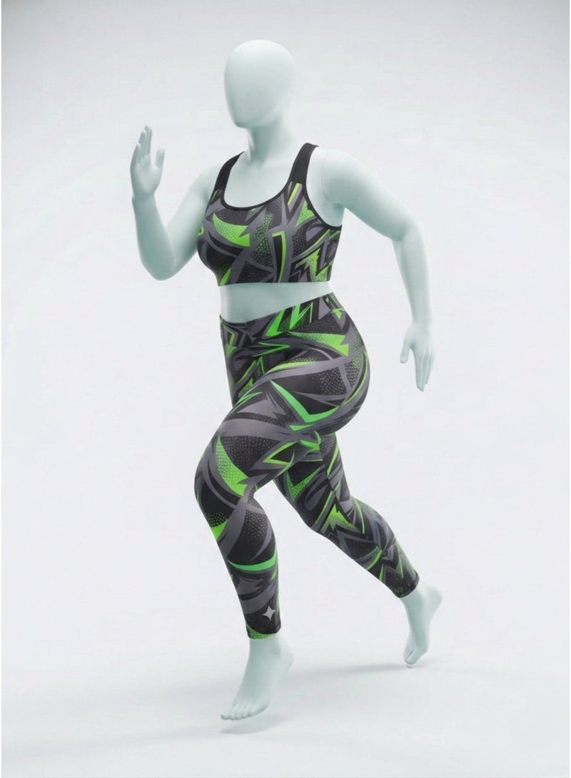 Women's Plus Size 2-Piece Activewear Set – Sports Bra & High-Waist Leggings – Lightweight Stretch Fabric – Made in Turkey - Image 1