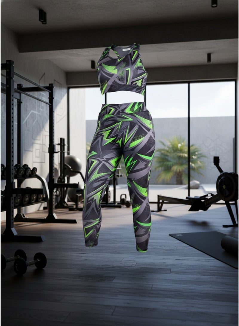 Women's Plus Size 2-Piece Activewear Set – Sports Bra & High-Waist Leggings – Lightweight Stretch Fabric – Made in Turkey - Image 2