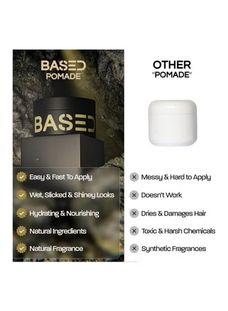 Based Bodyworks Men's Premium Pomade – Medium Hold & Natural Shine – Fragrance-Enriched Hydrating Formula for All Hair Types - Image 2
