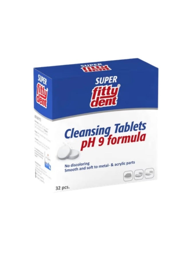 Fittydent Fitty Dent Cleansing Tablets, pH 9 Formula, 32 Tablets - Image 1
