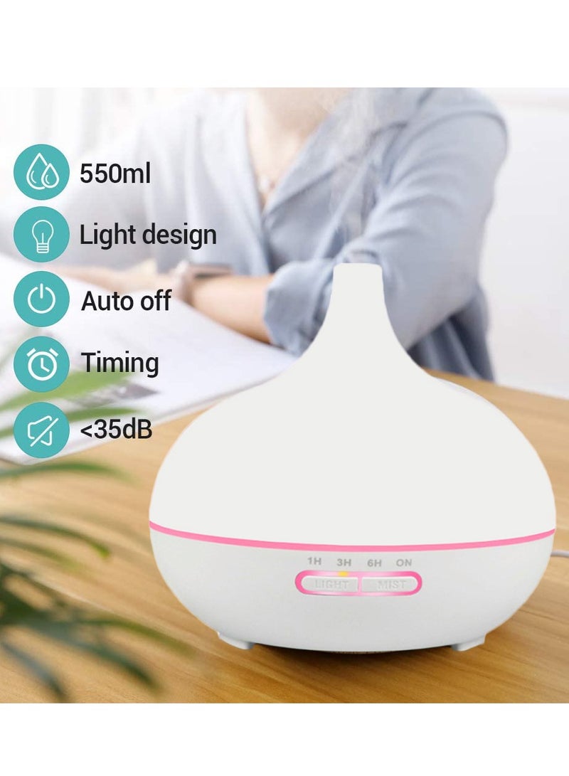 هومار كيت كبير الناشر البخور ورطوبة الضباب البارد 550ml أبيض  - Image 1