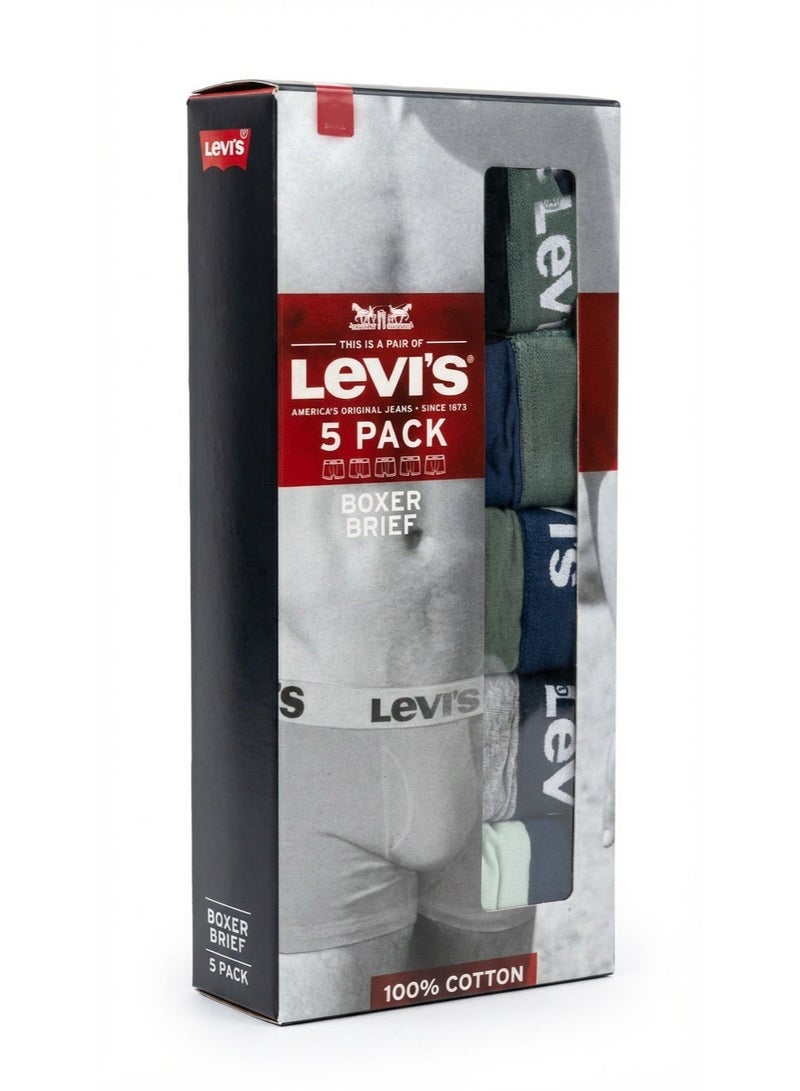 Levi's Boxer Briefs 5 Pack 100% Premium Cotton Mens - Image 1
