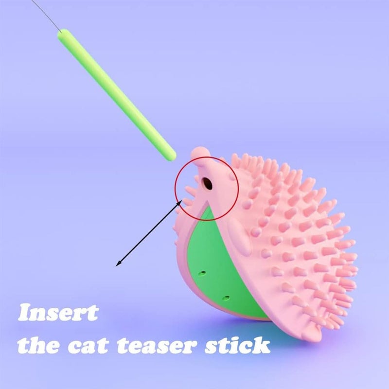 NeoStyle 2 in 1 Cat Feather Toys with Cat Self Groomer,Cat Grooming Brush Wall Mount,Cat Face Scratchers Toy Detachable Feather for Indoor Cats (Pink, Cat Self Groomer+Feather Toy) - Image 5