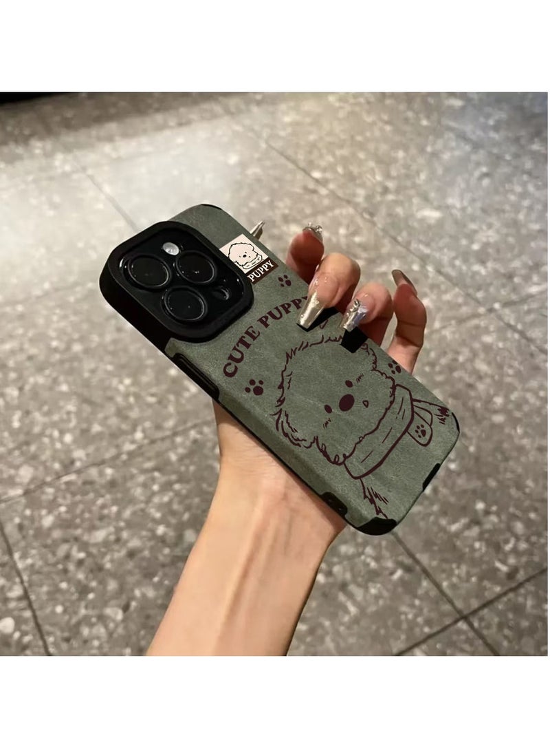 NIBEMINENT Scarf Puppy Protective TPU Case Cover For IPhone 15, Green