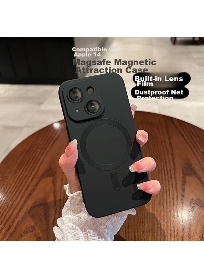 Jiang Ming Jiangming, Suitable For Apple 14 Phone Case, 14 Phone Protective Cover, Magsafe Magnetic, Built-in Lens Film, Ultra-thin, Metal Paint, Good Texture, Trendy, For Men And Women, Students, Business Style - Image 1