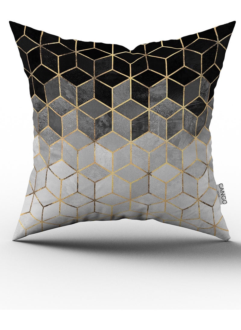 Cango Home Black Gold Mosaic Patterned Digital Printed Throw Pillow Cover CGH923 