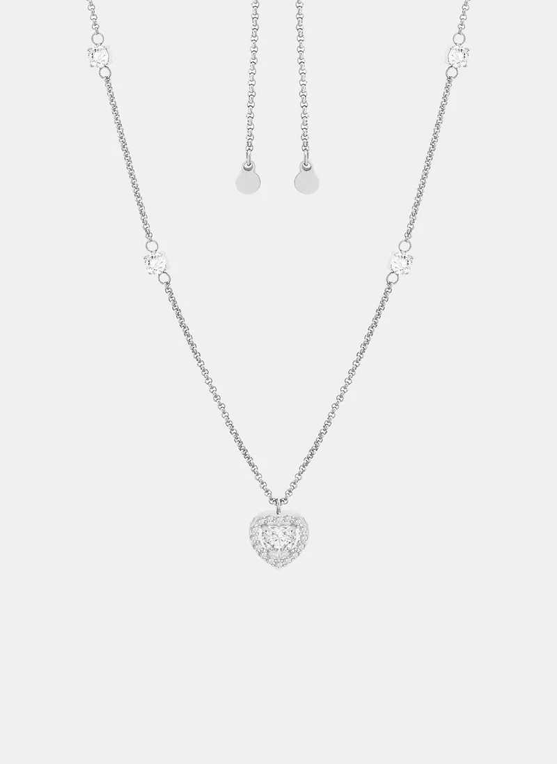 ليو جو قلادة بقلادة على شكل قلب مرصع بالكريستال