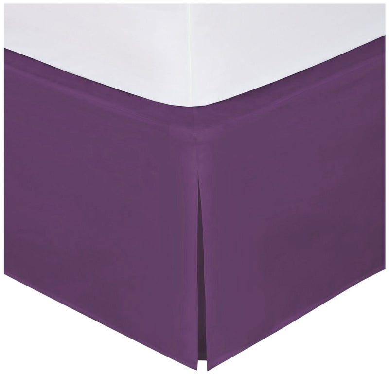 Linen Plus Twin Size Luxury Tailored Bed Skirt 14" Drop Pleated Styling Dust Ruffled Solid Dark Purple New