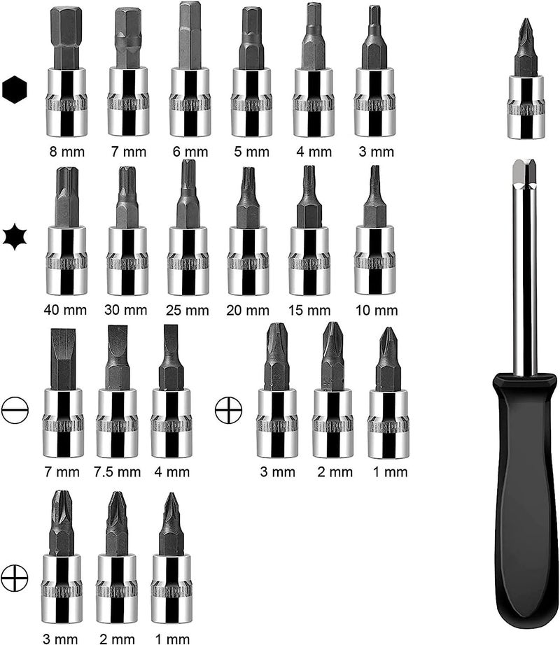 Sument Tool Kit 46 Pieces Power Hand Tools Metric Socket Wrench MultiPurpose Set 14 Inch Drive Sockets with Reversible Ratchet and Extension Bars for Mechanics Household Car Bike Repairing - Image 5