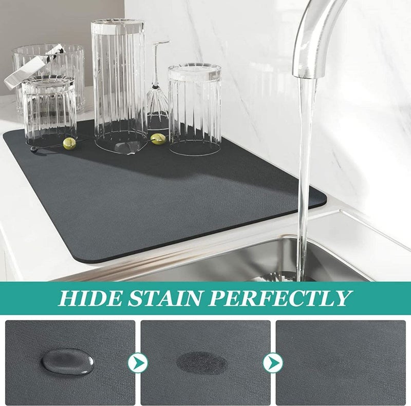 AMENDAS Drying mat for Kitchen Utensils Hide Stain Anti Quick Dry Water Absorbent for Kitchen Counter Coffee Bar Mat for Kitchen Dry mat for Kitchen Place mat 35 CM 55CM - Image 5
