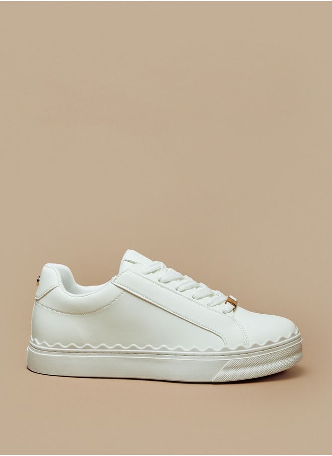 Flora Bella By Shoexpress Women Solid Low-Ankle Sneakers with Lace-Up Closure  - Image 1