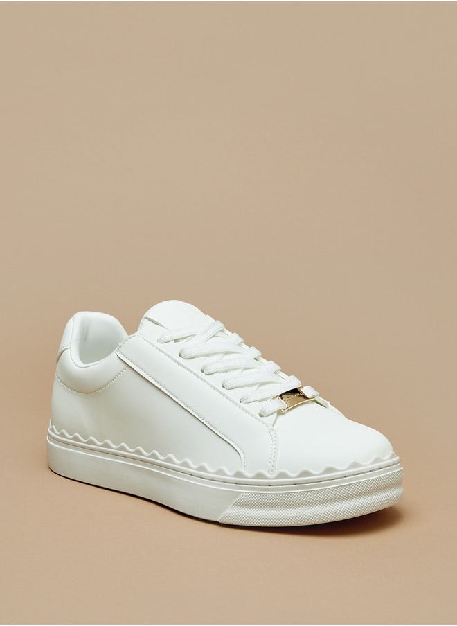 Flora Bella By Shoexpress Women Solid Low-Ankle Sneakers with Lace-Up Closure  - Image 2