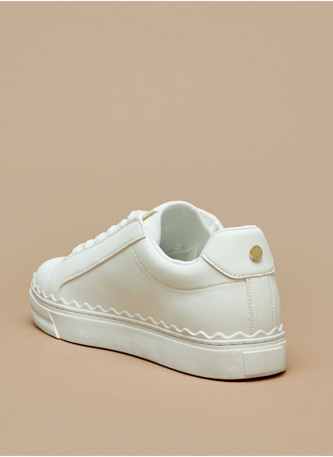 Flora Bella By Shoexpress Women Solid Low-Ankle Sneakers with Lace-Up Closure  - Image 3