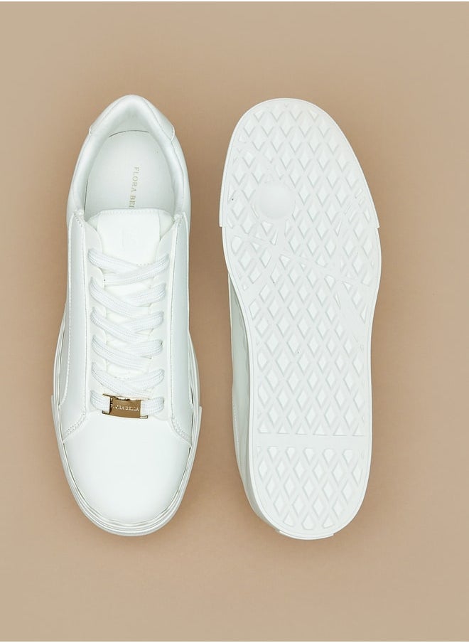 Flora Bella By Shoexpress Women Solid Low-Ankle Sneakers with Lace-Up Closure  - Image 4