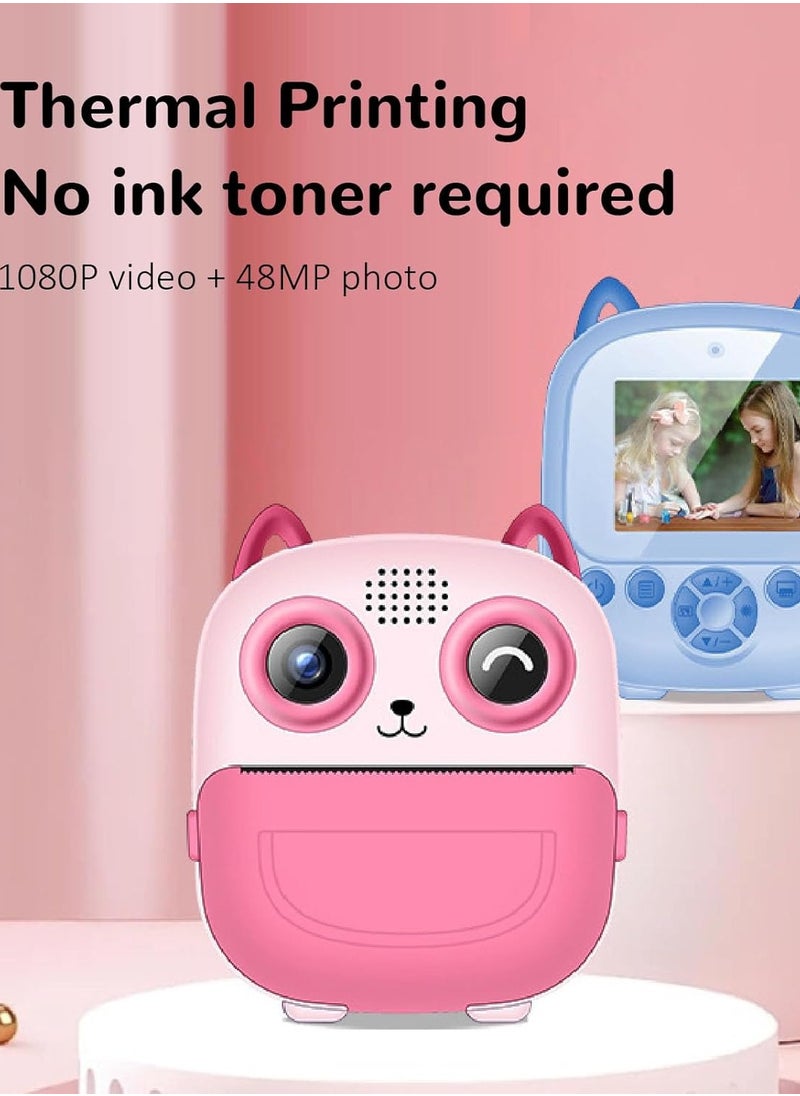 Raxoom Kids Camera Instant Print, 1080P 48MP, Pink, Instant  Camera, 2.4 Inch Screen, Thermal Printing, 6X Digital Zoom, Support Games and Music  - Image 2