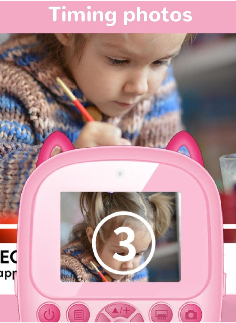 Raxoom Kids Camera Instant Print, 1080P 48MP, Pink, Instant  Camera, 2.4 Inch Screen, Thermal Printing, 6X Digital Zoom, Support Games and Music  - Image 4