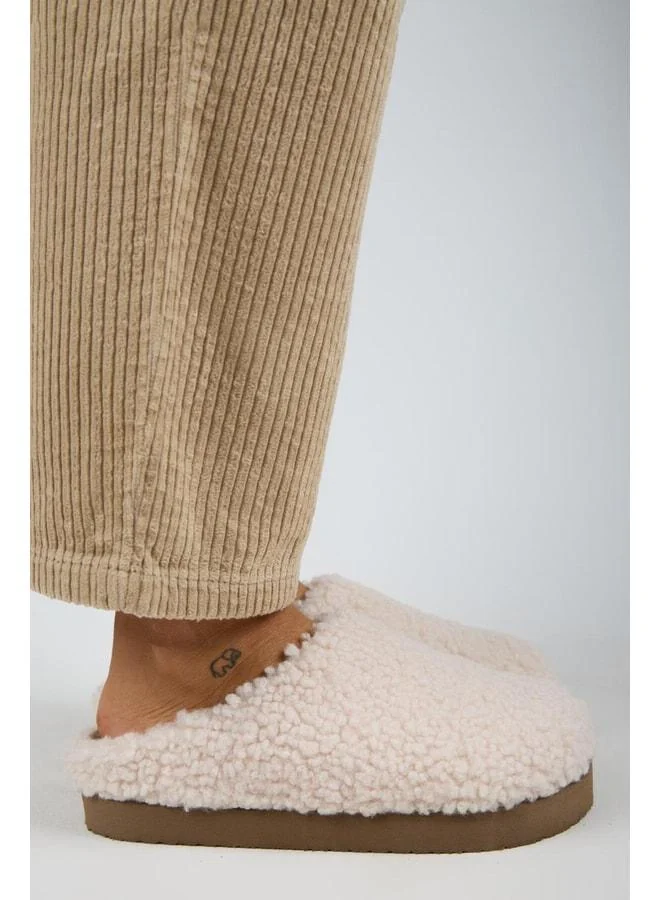 (Orlina) Women's Tedy Sabo Platform Beige Slipper.