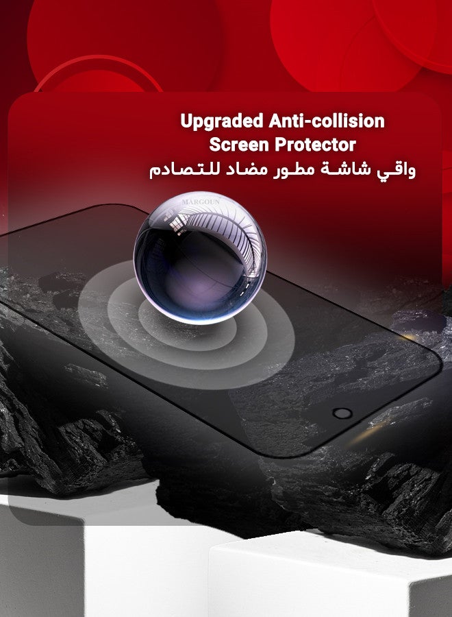 MARGOUN Privacy Screen Protector for Apple iPhone 15 Pro, 9H Full Coverage Screen Tempered Glass Anti-Spy Bubble Free Case Friendly Black - Image 4