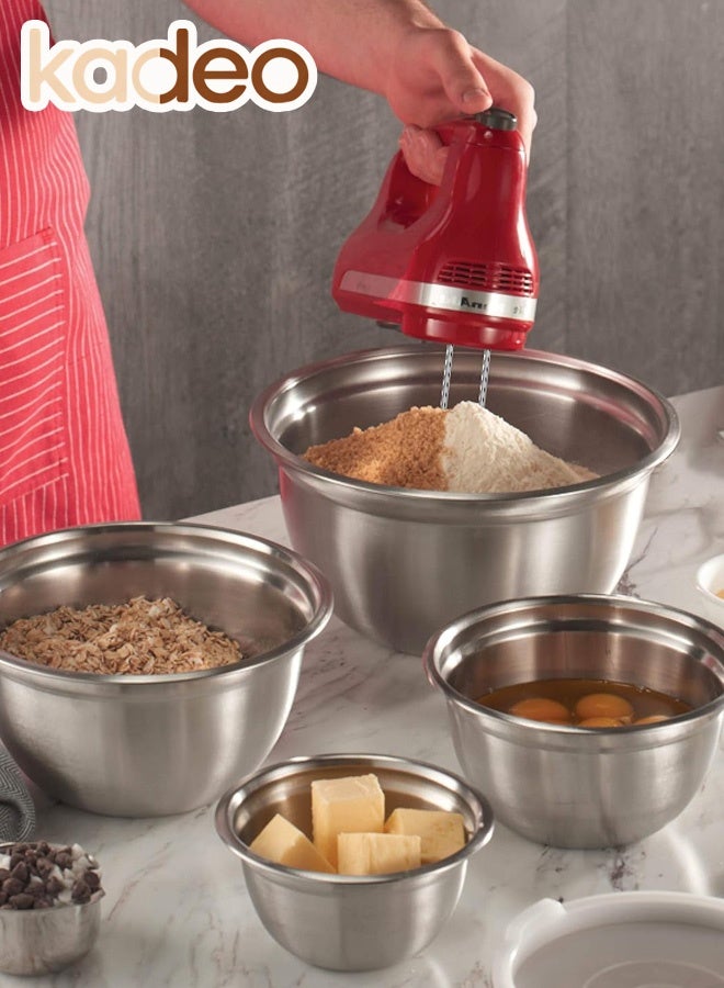 kadeo 10PCS Stainless Steel Mixing Bowls Set with Lids, Home Kitchen Cooking Essentials Household Must Haves for Baking, Nesting Bowls,  for Baking Prepping Cooking Serving Supplies - Image 3