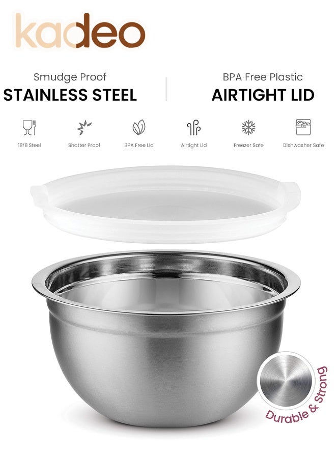 kadeo 10PCS Stainless Steel Mixing Bowls Set with Lids, Home Kitchen Cooking Essentials Household Must Haves for Baking, Nesting Bowls,  for Baking Prepping Cooking Serving Supplies - Image 2